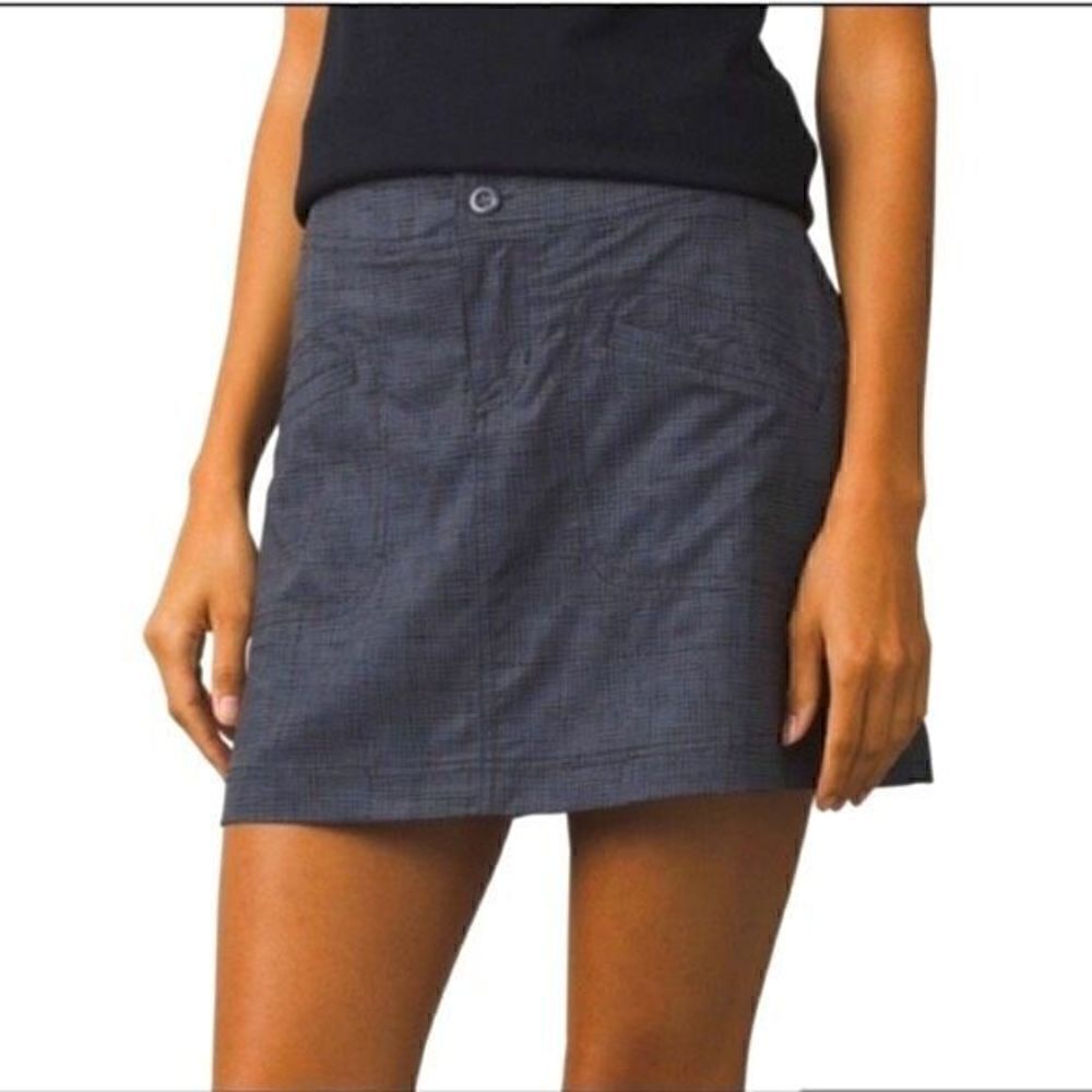 prAna Womens Lena Skort Sz 12 Gray Stretch Hiking Tennis Activewear